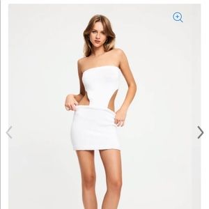 Lioness reignite mini white sweater cut out dress